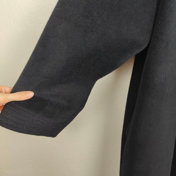 Vintage Orchidea Angora Wool Coat Womens 9‎ Medium Black Button Funnel Neck - Picture 4 of 11